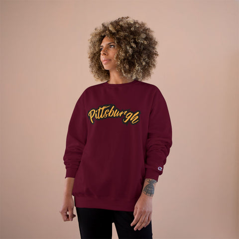 Champion Sweatshirt - Pittsburgh Grunge Eco Crewneck | Warm Winter Sweatshirt Sweatshirt - YinzerShop