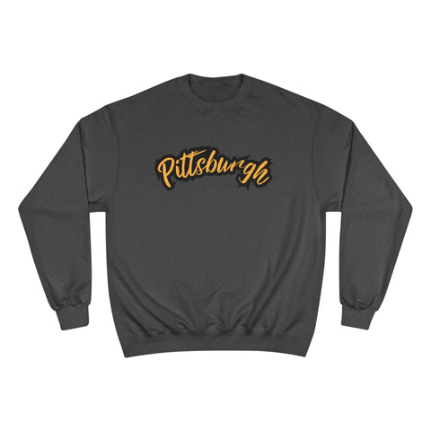 Champion Sweatshirt - Pittsburgh Grunge Eco Crewneck | Warm Winter Sweatshirt Sweatshirt - YinzerShop