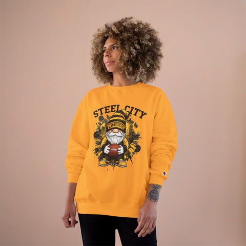 Champion Sweatshirt Steel City Gnome | Eco Crewneck Cotton Polyester Blend Sweatshirt - YinzerShop