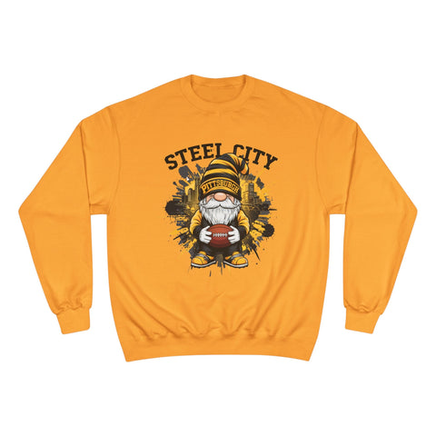 Champion Sweatshirt Steel City Gnome | Eco Crewneck Cotton Polyester Blend Sweatshirt - YinzerShop
