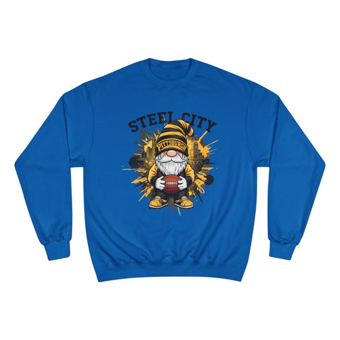 Champion Sweatshirt Steel City Gnome | Eco Crewneck Cotton Polyester Blend Sweatshirt - YinzerShop