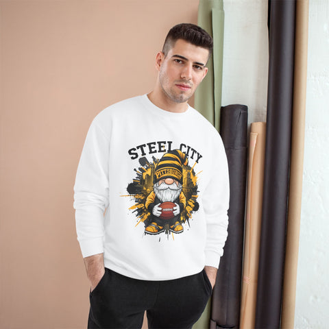 Champion Sweatshirt Steel City Gnome | Eco Crewneck Cotton Polyester Blend Sweatshirt - YinzerShop