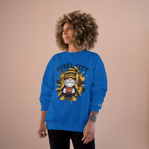 Champion Sweatshirt Steel City Gnome | Eco Crewneck Cotton Polyester Blend Sweatshirt - YinzerShop
