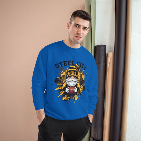 Champion Sweatshirt Steel City Gnome | Eco Crewneck Cotton Polyester Blend Sweatshirt - YinzerShop