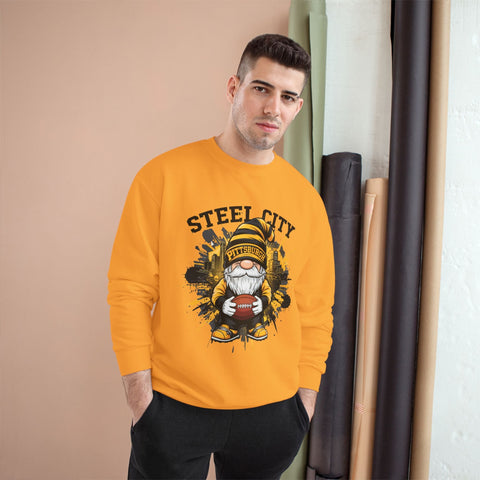 Champion Sweatshirt Steel City Gnome | Eco Crewneck Cotton Polyester Blend Sweatshirt - YinzerShop