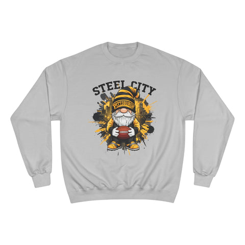 Champion Sweatshirt Steel City Gnome | Eco Crewneck Cotton Polyester Blend Sweatshirt - YinzerShop
