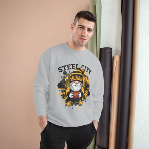 Champion Sweatshirt Steel City Gnome | Eco Crewneck Cotton Polyester Blend Sweatshirt - YinzerShop