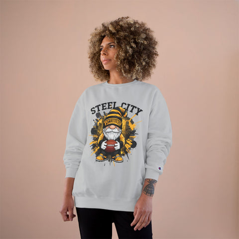Champion Sweatshirt Steel City Gnome | Eco Crewneck Cotton Polyester Blend Sweatshirt - YinzerShop
