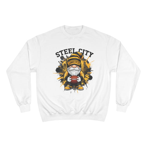Champion Sweatshirt Steel City Gnome | Eco Crewneck Cotton Polyester Blend Sweatshirt - YinzerShop