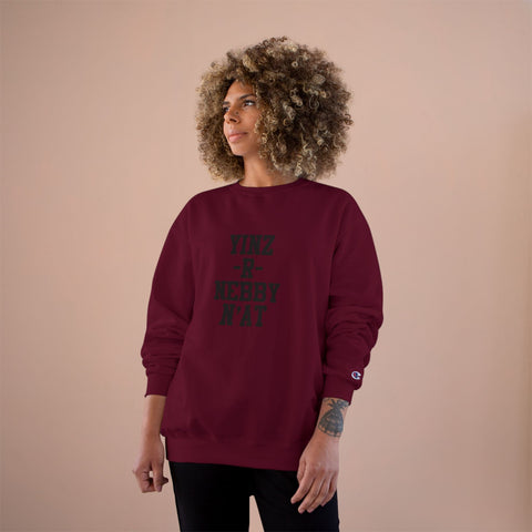 Champion Sweatshirt Yinz R Nebby | Eco Crewneck Pullover With Moisture Wicking Technology Sweatshirt - YinzerShop