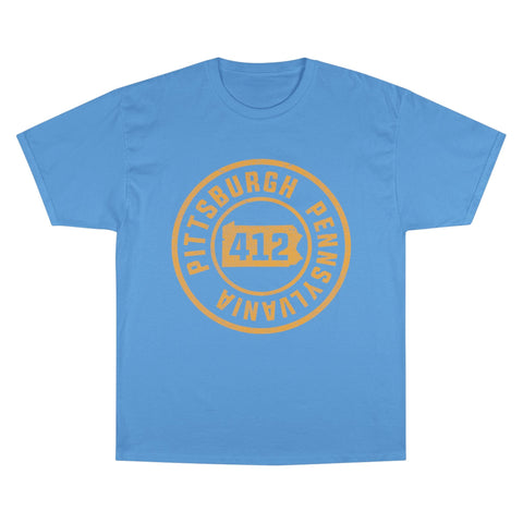 Champion T-Shirt - 412 Pittsburgh Stamp Classic Fit Tee With Iconic Logo T-Shirt - YinzerShop