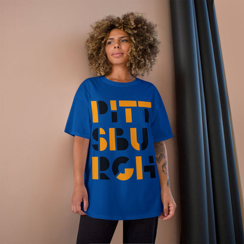 Champion T-Shirt - Pittsburgh City Art Unisex Cotton Tee Classic Fit T-Shirt - YinzerShop
