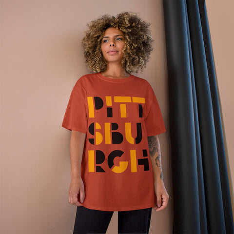 Champion T-Shirt - Pittsburgh City Art Unisex Cotton Tee Classic Fit T-Shirt - YinzerShop