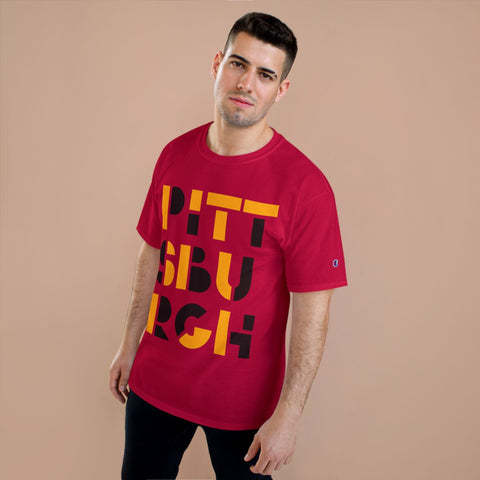 Champion T-Shirt - Pittsburgh City Art Unisex Cotton Tee Classic Fit T-Shirt - YinzerShop