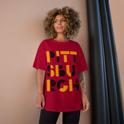 Champion T-Shirt - Pittsburgh City Art Unisex Cotton Tee Classic Fit T-Shirt - YinzerShop