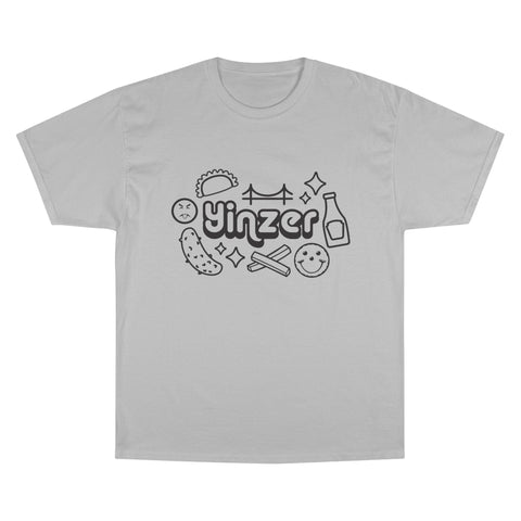 Champion T-Shirt - Yinzer Icon Doodles Classic Fit Cotton Tee, Tag Free T-Shirt - YinzerShop