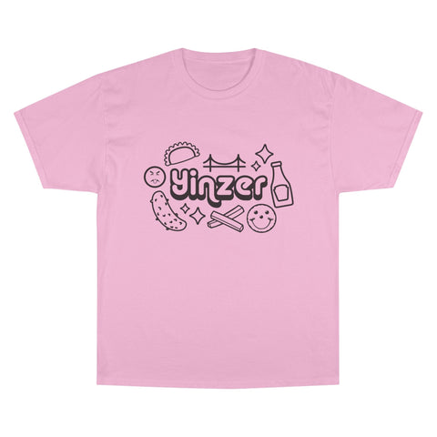Champion T-Shirt - Yinzer Icon Doodles Classic Fit Cotton Tee, Tag Free T-Shirt - YinzerShop