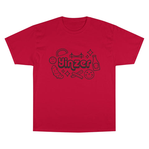 Champion T-Shirt - Yinzer Icon Doodles Classic Fit Cotton Tee, Tag Free T-Shirt - YinzerShop