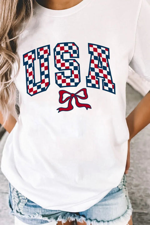 Checkered Graphic Tee - Simply Love USA Flag T-Shirt With Soft Breathable Fabric - YinzerShop