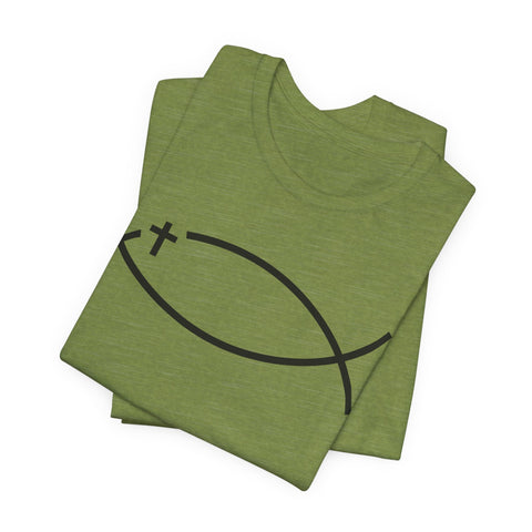 Christianity Cross Fish Symbol - Unisex Jersey Short Sleeve Tee T-Shirt - YinzerShop