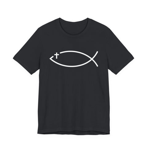Christianity Cross Fish Symbol - Unisex Jersey Short Sleeve Tee T-Shirt - YinzerShop