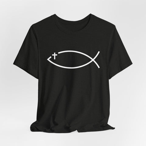 Christianity Cross Fish Symbol - Unisex Jersey Short Sleeve Tee T-Shirt - YinzerShop