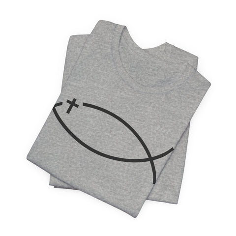 Christianity Cross Fish Symbol - Unisex Jersey Short Sleeve Tee T-Shirt - YinzerShop