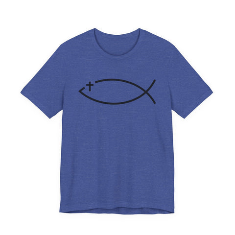 Christianity Cross Fish Symbol - Unisex Jersey Short Sleeve Tee T-Shirt - YinzerShop