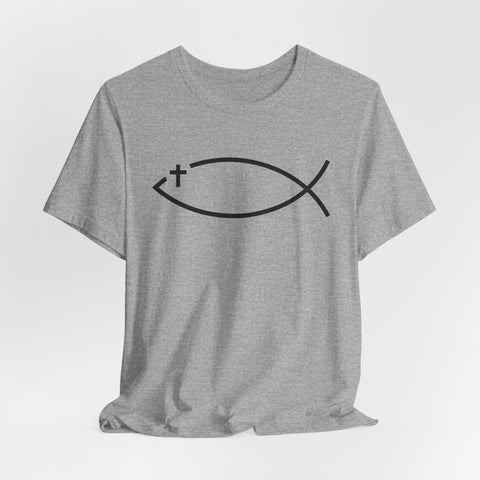 Christianity Cross Fish Symbol - Unisex Jersey Short Sleeve Tee T-Shirt - YinzerShop