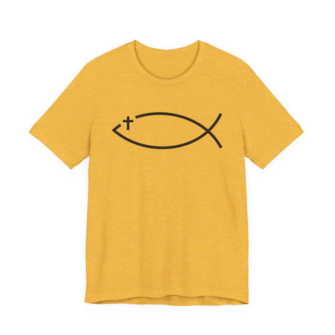 Christianity Cross Fish Symbol - Unisex Jersey Short Sleeve Tee T-Shirt - YinzerShop