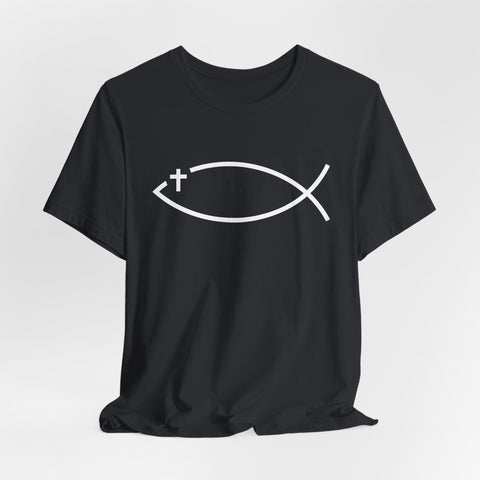 Christianity Cross Fish Symbol - Unisex Jersey Short Sleeve Tee T-Shirt - YinzerShop