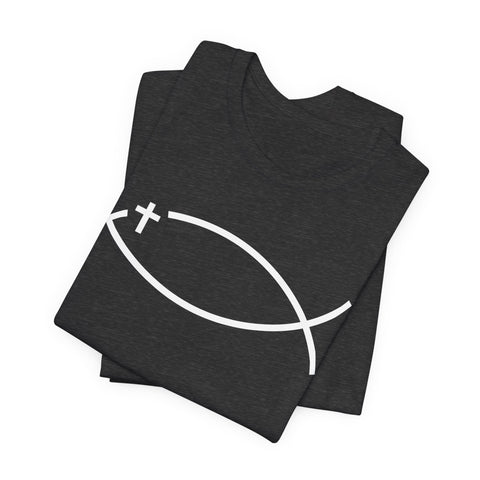 Christianity Cross Fish Symbol - Unisex Jersey Short Sleeve Tee T-Shirt - YinzerShop