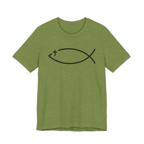 Christianity Cross Fish Symbol - Unisex Jersey Short Sleeve Tee T-Shirt - YinzerShop