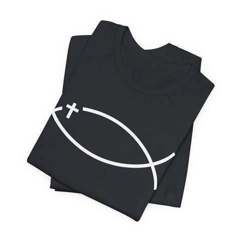 Christianity Cross Fish Symbol - Unisex Jersey Short Sleeve Tee T-Shirt - YinzerShop