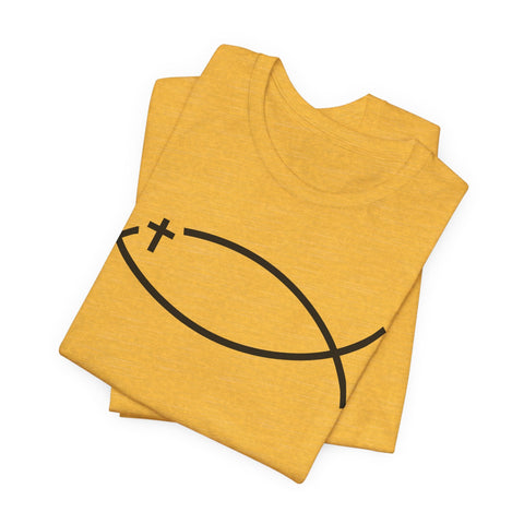 Christianity Cross Fish Symbol - Unisex Jersey Short Sleeve Tee T-Shirt - YinzerShop