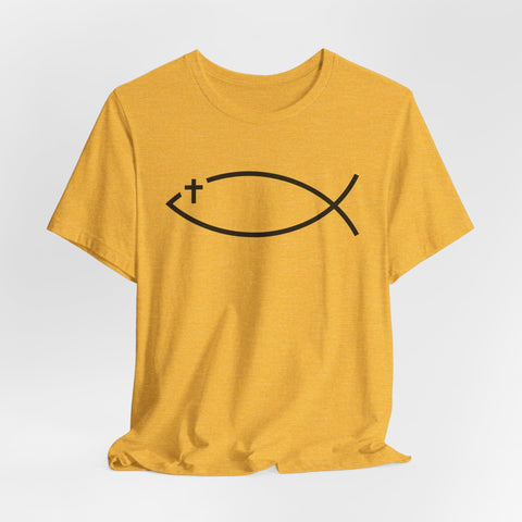 Christianity Cross Fish Symbol - Unisex Jersey Short Sleeve Tee T-Shirt - YinzerShop