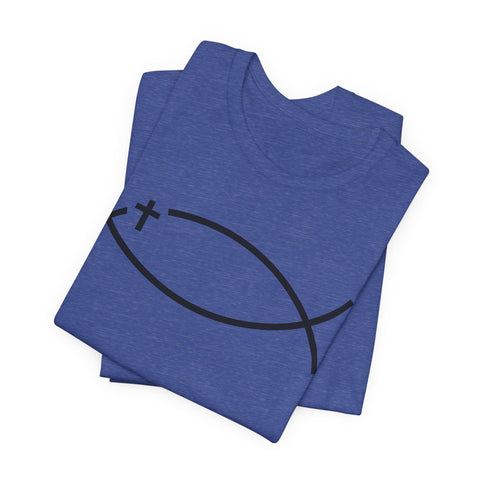 Christianity Cross Fish Symbol - Unisex Jersey Short Sleeve Tee T-Shirt - YinzerShop