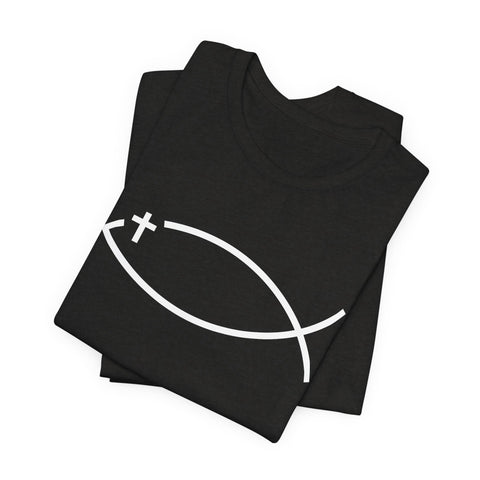 Christianity Cross Fish Symbol - Unisex Jersey Short Sleeve Tee T-Shirt - YinzerShop