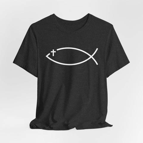 Christianity Cross Fish Symbol - Unisex Jersey Short Sleeve Tee T-Shirt - YinzerShop
