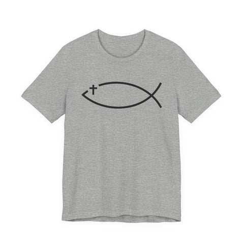 Christianity Cross Fish Symbol - Unisex Jersey Short Sleeve Tee T-Shirt - YinzerShop
