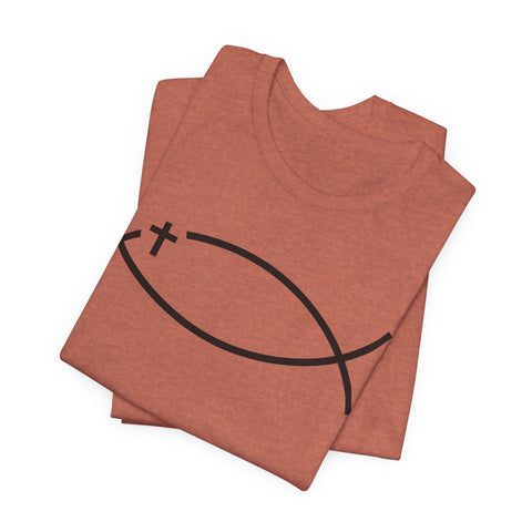 Christianity Cross Fish Symbol - Unisex Jersey Short Sleeve Tee T-Shirt - YinzerShop