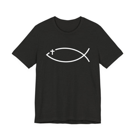 Christianity Cross Fish Symbol - Unisex Jersey Short Sleeve Tee T-Shirt - YinzerShop