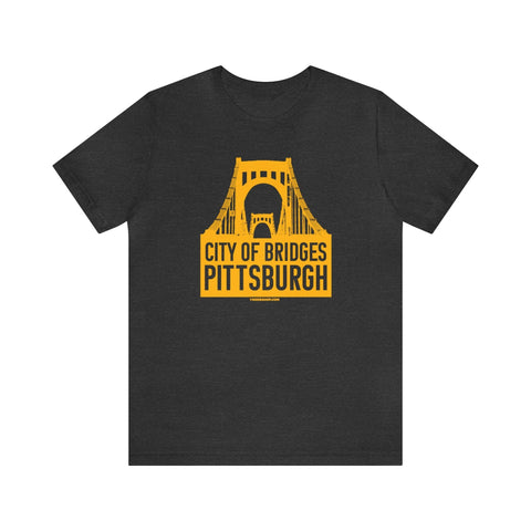 City Of Bridges Pittsburgh T-Shirt - Short Sleeve Tee T-Shirt Printify Dark Grey Heather S 