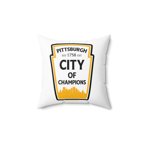 City of Champions Pillow – Pittsburgh Throw Pillow | Double-Sided Print, Cozy Home Accent Home Decor - YinzerShop
