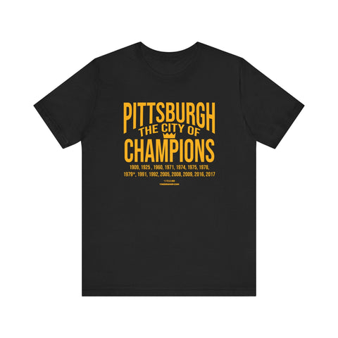 City of Champions T-Shirt - Unisex Short Sleeve Cotton Crew Neck Bella Canvas 3001 T-Shirt - YinzerShop