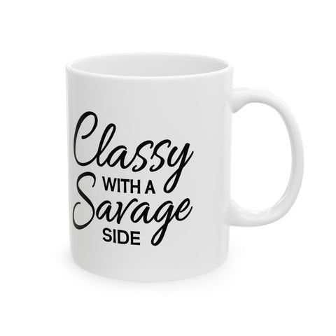 Classy with a Savage Side (Pittsburgh Sarcasm Series) - Coffee Mugs (11oz, 15oz) Mug - YinzerShop