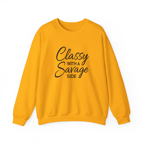 Classy with a Savage Side (Pittsburgh Sarcasm Series) - Heavy Blend™ Crewneck Sweatshirt Sweatshirt - YinzerShop