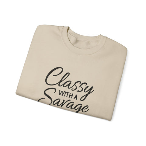 Classy with a Savage Side (Pittsburgh Sarcasm Series) - Heavy Blend™ Crewneck Sweatshirt Sweatshirt - YinzerShop