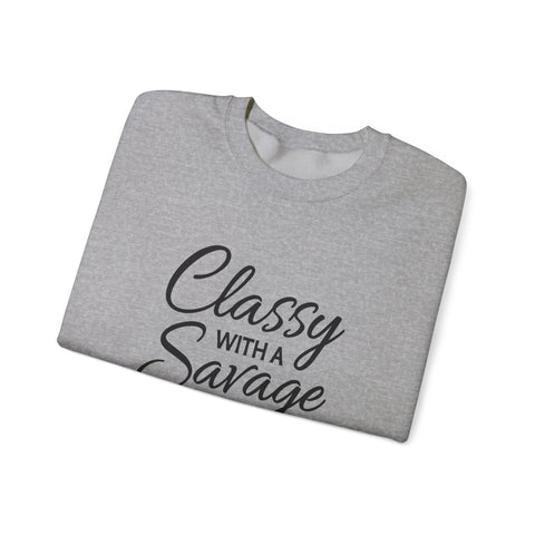 Classy with a Savage Side (Pittsburgh Sarcasm Series) - Heavy Blend™ Crewneck Sweatshirt Sweatshirt - YinzerShop