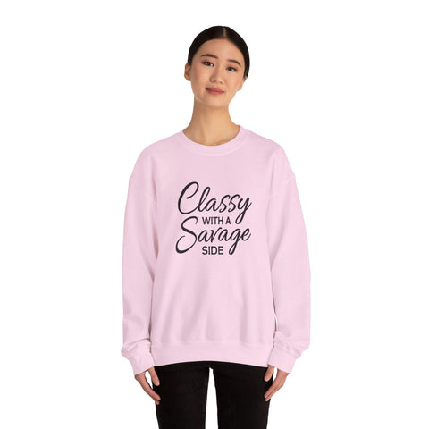 Classy with a Savage Side (Pittsburgh Sarcasm Series) - Heavy Blend™ Crewneck Sweatshirt Sweatshirt - YinzerShop